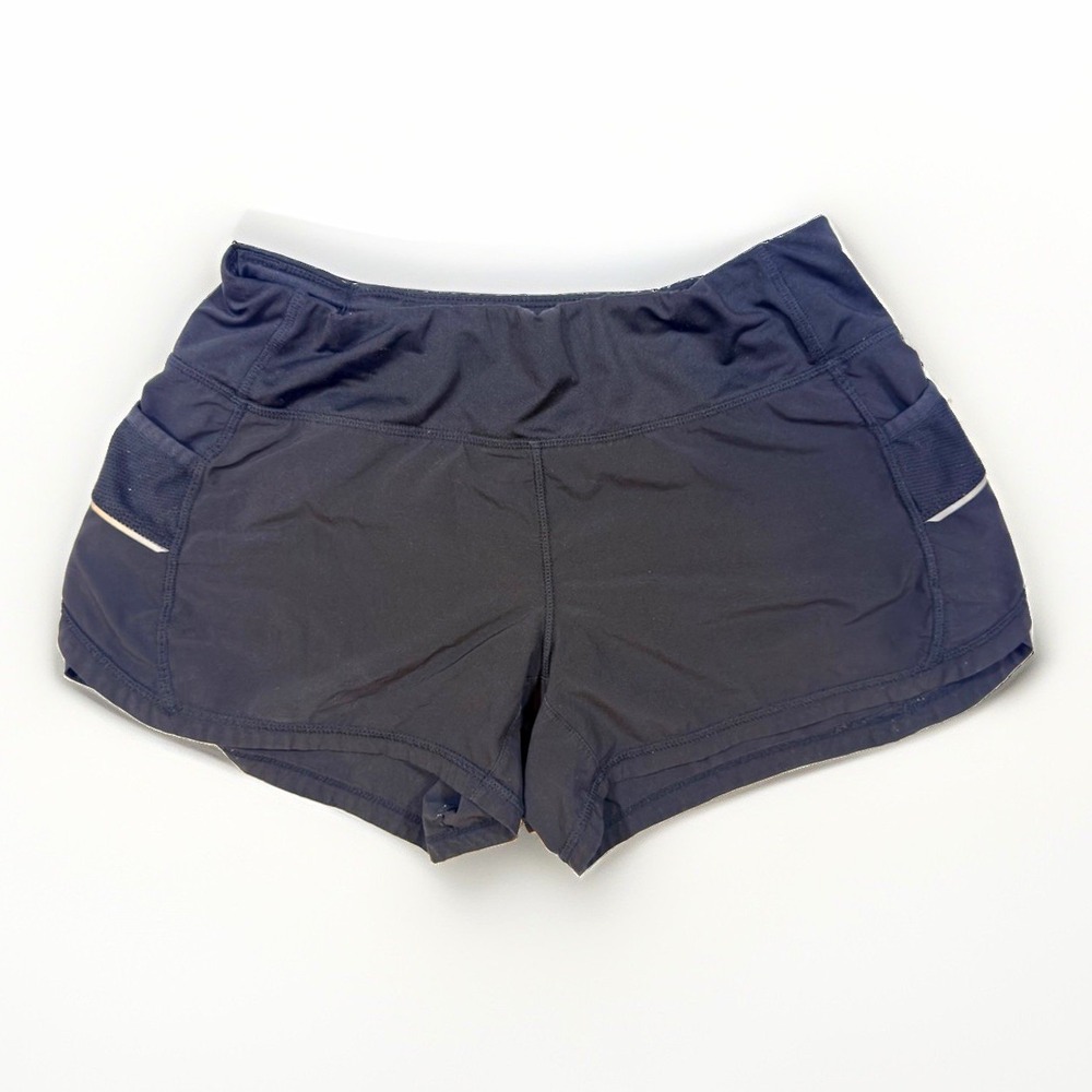 Athleta Women's XS Navy Mesh Running Shorts Zip Pocket Elastic Waist Stretch
